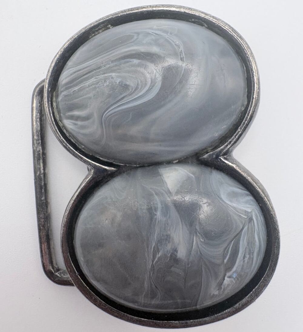 Gray Marbleized Resign Double Cabochon Belt Buckle 1980/90’s